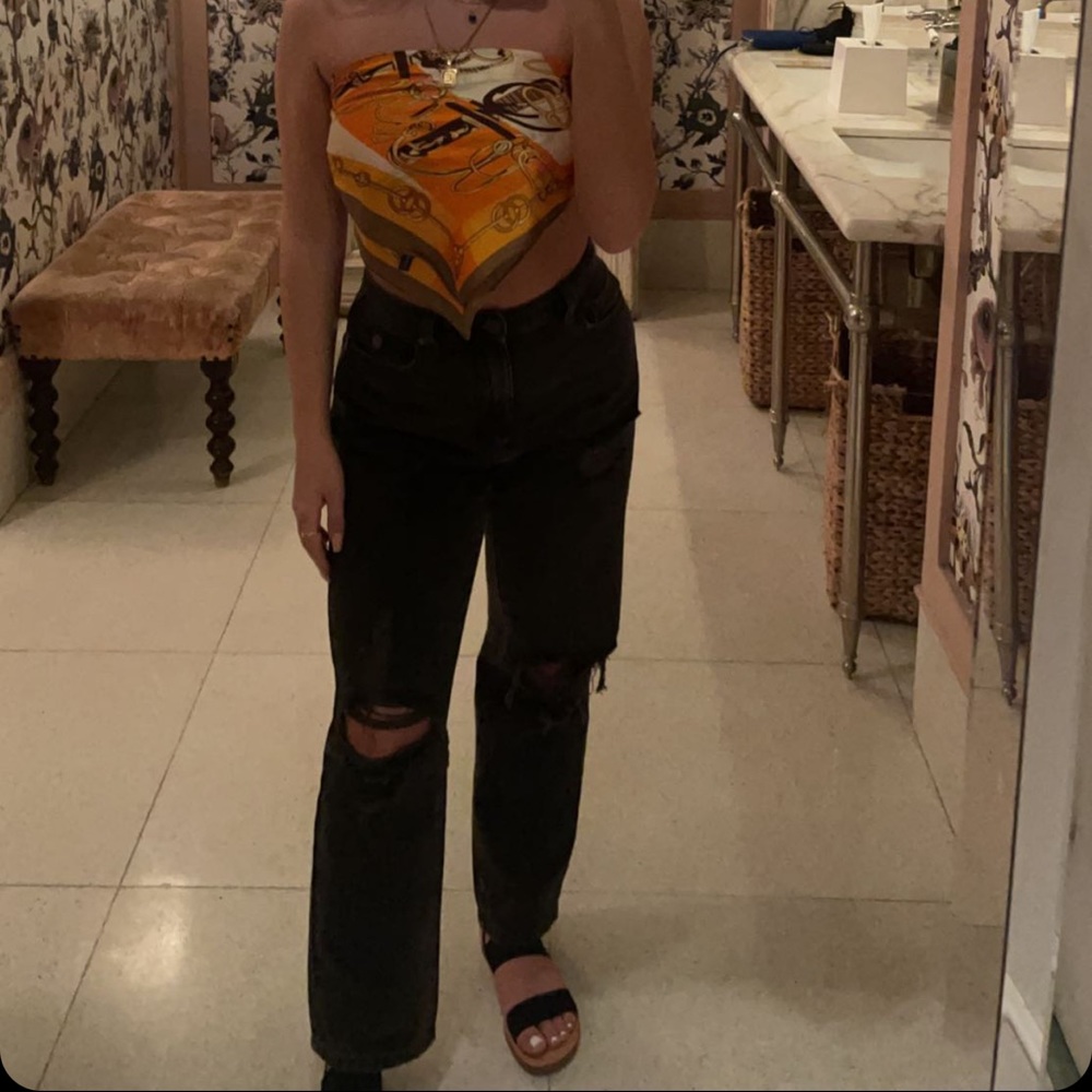 GARAGE ripped straight jeans